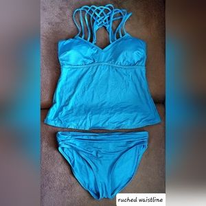 Kenneth Cole Peacock Blue Tankini Set M